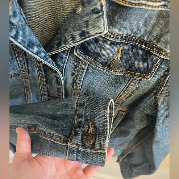 Free People Fitted Denim Jacket Indigo Size Extra Small XS - Picture 11 of 15